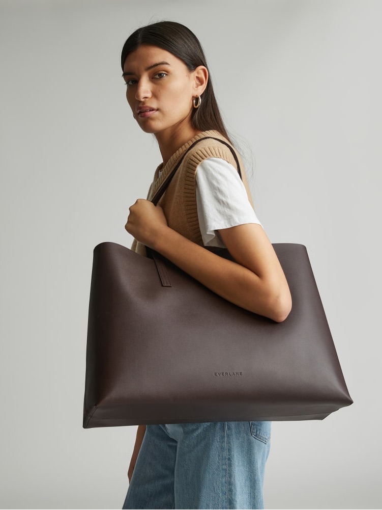 $275 Everlane Made In Italy Dark Brown The New Day Market Tote Bag Xl Size